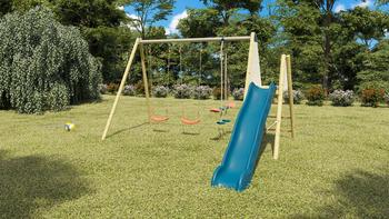 Visuel 1 du produit Portique 2 balançoires en bois et métal Trigano - 2,32 m
