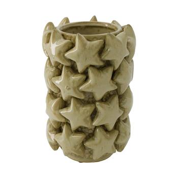 Visuel 1 du produit Vase en céramique beige à motif étoiles en relief - Ø 17,5 x H 26 cm