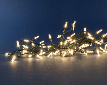 Visuel 1 du produit Guirlande lumineuse à 200 LED blanc chaud sur câble vert Flicker Light® diamant - 8 m