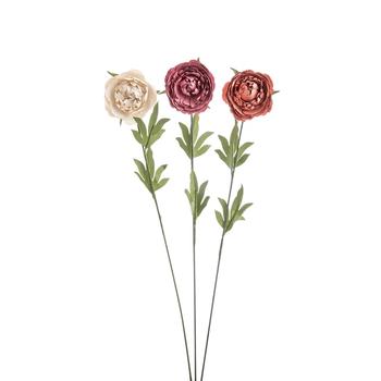 Visuel 1 du produit Bouquet de 3 pivoines en papier rose, rouge et blanc et tige en métal verte - 48 cm