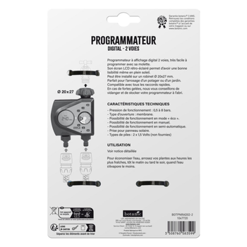 Visuel 1 du produit Programmateur d'arrosage botanic® - 2 voies avec affichage digital