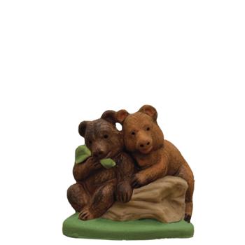 Visuel 1 du produit Santon animaux pour crèche ou village de Noël oursons coloris multicolore en argile - H 4 cm