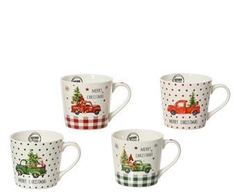 Visuel 1 du produit Mug en porcelaine blanche avec motif voiture de Noël - Ø 9,8 x H 8,8 cm