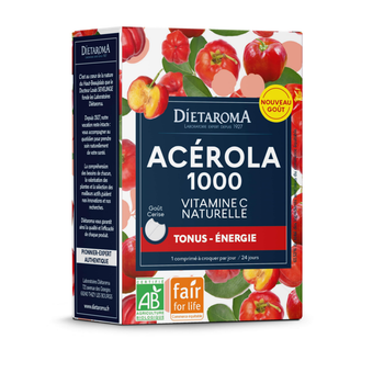 Visuel 1 du produit Complément alimentaire acérola 1000 vitamine c naturelle bio et équitable Dietaroma - 24 comprimés