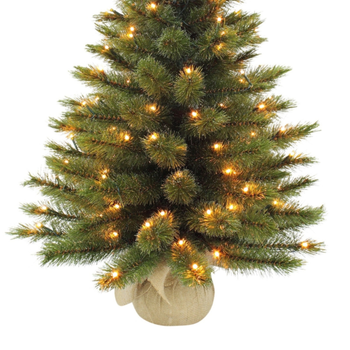Visuel 1 du produit Sapin de Noël artificiel coloris vert en PVC pré-illuminé Forest - H 90 cm x Ø 61 cm