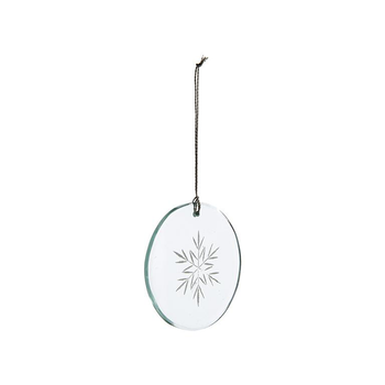 Visuel 1 du produit Décoration à suspendre ronde en verre transparent à motif flocon blanc - Ø 7,5 cm