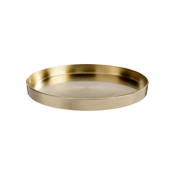Visuel 1 du produit Plateau rond décoratif en plastique recyclé doré petit modèle - Ø 32 x H 3 cm