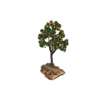 Visuel 1 du produit Set de 2 arbres orangers pour crèche ou village de Noël coloris vert en plastique et liège - H 12 cm