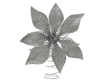 Visuel 1 du produit Cimier forme poinsettia en plastique argent - 2 x 22 x 22 cm