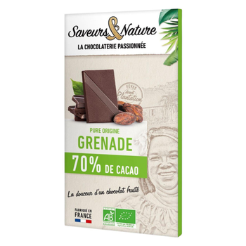 Visuel 1 du produit Chocolat noir 70% origine Grenade bio Saveurs et Nature - 80 g