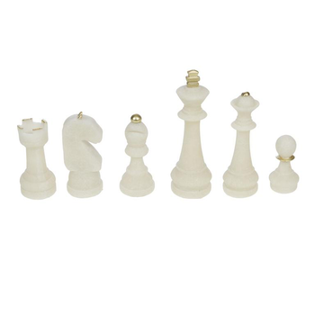 Visuel 1 du produit Coffret de 6 Pions d’Échec blanc et or en résine et quartz