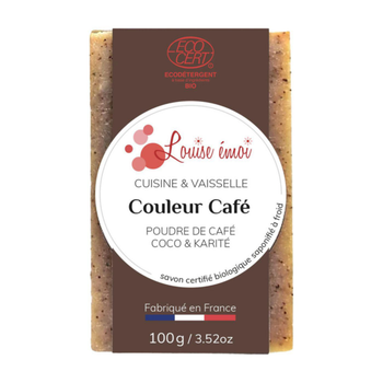 Visuel 1 du produit Savon solide cuisine et vaisselle "Couleur café" beurre de coco beurre de karité et café - 100g