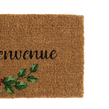 Visuel 1 du produit Paillasson en fibre de coco motif guirlande Poinsettia message bienvenue - 72 x 40 cm