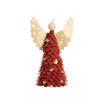 Visuel 1 du produit Ange à poser en papier rouge et doré - 8,75 x 15 x 22,5 cm