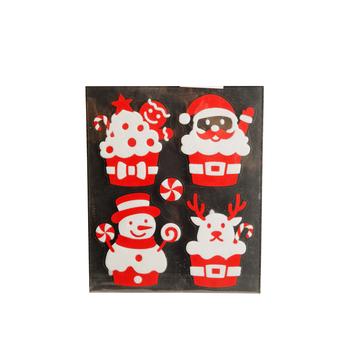 Visuel 1 du produit Décoration de Noël stickers floqués Noël gourmand en PVC coloris rouge et blanc - 28,5 x 34,5 cm