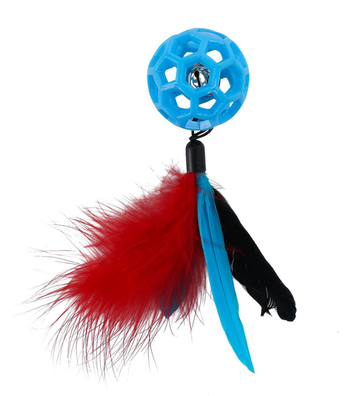 Visuel 1 du produit Jouet pour chat balle et queue avec plumes coloris bleu Wouapy - Ø 4,8 cm