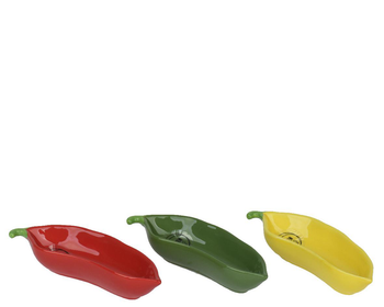 Visuel 1 du produit Assiette tapas en dolomite colorée forme poivron - 15,2 x 5 x 3 cm