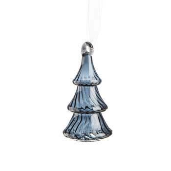 Visuel 1 du produit Suspension forme sapin en verre bleu transparent - 9,5 x 5 cm