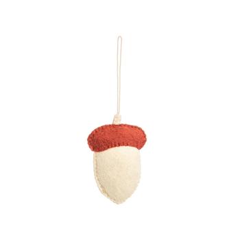 Visuel 1 du produit Suspension noisette en feutrine beige et bordeaux - 9 x 4 x 10 cm