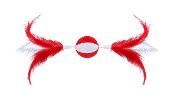 Visuel 1 du produit Jouet de Noël pour chat balle bonbon coloris rouge et blanc plumes et herbe-aux-chats Wouapy - 5 cm