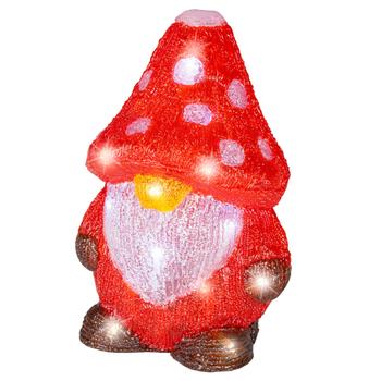 Visuel 1 du produit Décoration lumineuse de Noël gnome en acrylique coloris rouge LED blanc froid fixes à piles extérieur - H 25 cm