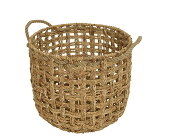 Visuel 1 du produit Panier rond en jacinthe d'eau avec poignée taille 2 - Ø 34 x H 30 cm