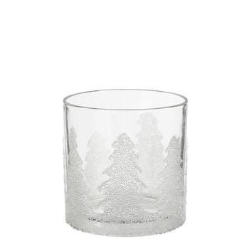 Visuel 1 du produit Photophore en verre à motif sapin blanc givré - Ø 15 x H 15 cm