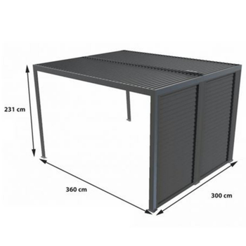 Visuel 1 du produit Pergola bioclimatique coloris gris en aluminium - 3,6 x 3 m