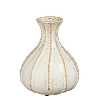 Visuel 1 du produit Vase en céramique blanc strié Stephanie petit modèle - Ø 17 x H 19 cm