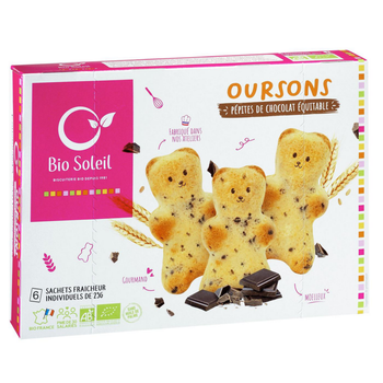 Visuel 1 du produit Oursons aux pépites de chocolat équitable en 6 sachets individuels Priméal - 150 g