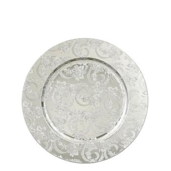 Visuel 1 du produit Sous-assiette en plastique recyclé argent avec motif arabesques - Ø 33 cm