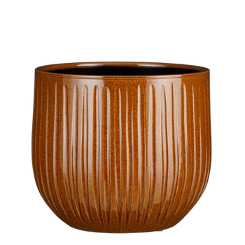 Visuel 1 du produit Pot rond Edelman Hollande cannelé ocre Pablo – Ø 25 x H 20 cm