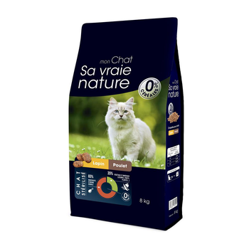 Visuel 1 du produit Croquette pour chat stérilisé au lapin et au poulet Sa vraie nature - 8 kg