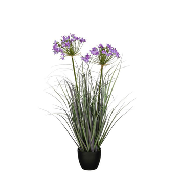 Visuel 1 du produit Allium ampeloprasum artificiel violet en pot - Ø 25 x H 80 cm