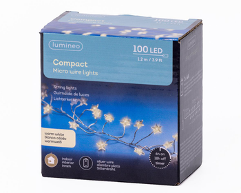 Visuel 1 du produit Guirlande lumineuse argent avec 100 micro LED étoiles blanc chaud sur piles - 1,20 m