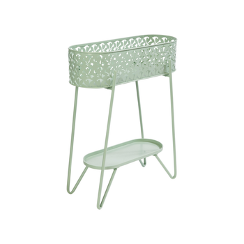 Visuel 1 du produit Porte-plante jardinière sur pied en métal vert - 59,5 x 25 x 70 cm