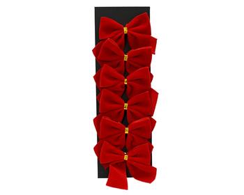 Visuel 1 du produit Ensemble de 6 nœuds pour couronne DIY en polyester rouge - 5,5 x 5 cm