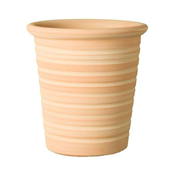 Visuel 1 du produit Pot en terre cuite claire strié Terrablanca Tubo S/3 - Ø 30 x H 32 cm