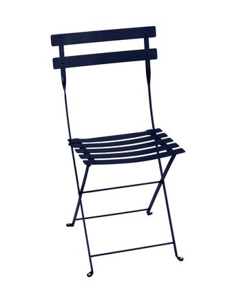 Visuel 1 du produit Chaise pliante à lattes en métal bleu foncé Fermob Bistro - 38 x 40 x 82 cm