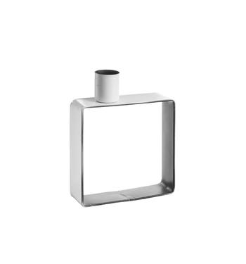 Visuel 1 du produit Bougeoir carré en métal coloris blanc - 10 x 3 x 13 cm