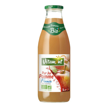 Visuel 1 du produit Pur Jus de Pomme Bio en bouteille de verre Vitamont - 1 litre