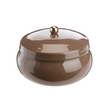 Visuel 1 du produit Boîte ronde en métal brun - Ø 11 x H 7 cm