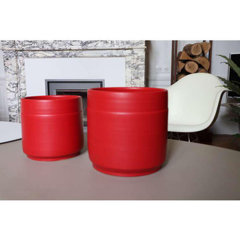 Visuel 1 du produit Pot coloris rouge en terre émaillée Eveil - Ø 21 cm