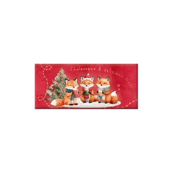 Visuel 1 du produit Mini tablette de chocolat de Noël Art Grafik « Chaleureux et délicieux » décor renardeaux - 30 g