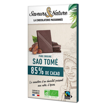 Visuel 1 du produit Chocolat noir 85% origine sao tomé bio Saveurs et Nature - 80 g