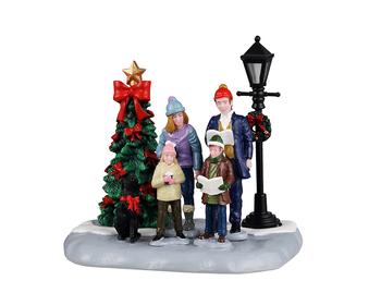 Visuel 1 du produit Décoration pour village de Noël chant de Noël en famille en résine coloris multicolore Lemax Vail Village - 10,1 x 10,9 x 9 cm