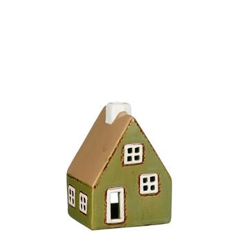 Visuel 1 du produit Photophore maison en grès vert - 7 x 6 x 9,5 cm