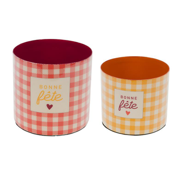 Visuel 1 du produit Cache-pot en métal Bonne Fête taille 2 - Ø 10 x H 8,5 cm