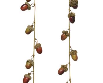 Visuel 1 du produit Guirlande de glands pailletés brun et or - Ø 3 x H 110 cm