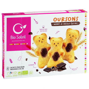 Visuel 1 du produit Oursons marbrés au chocolat équitable en 6 sachets individuels Priméal - 150 g